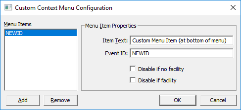 Custom Context Menu Configuration